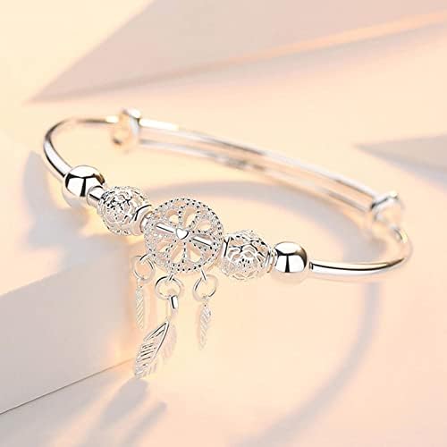 SANNIDHI Silver Bracelet for Women Creative Dreamcatcher Electroplate Bracelet,Adjustable Size,Fashion Stylish Jewelry Bracelet for Girls, With Gift Box SANNIDHI Silver Bracelet for Women Creative Dreamcatcher Electroplate Bracelet,Adjustable Size,Fashion Stylish Jewelry Bracelet for Girls, With Gift Box